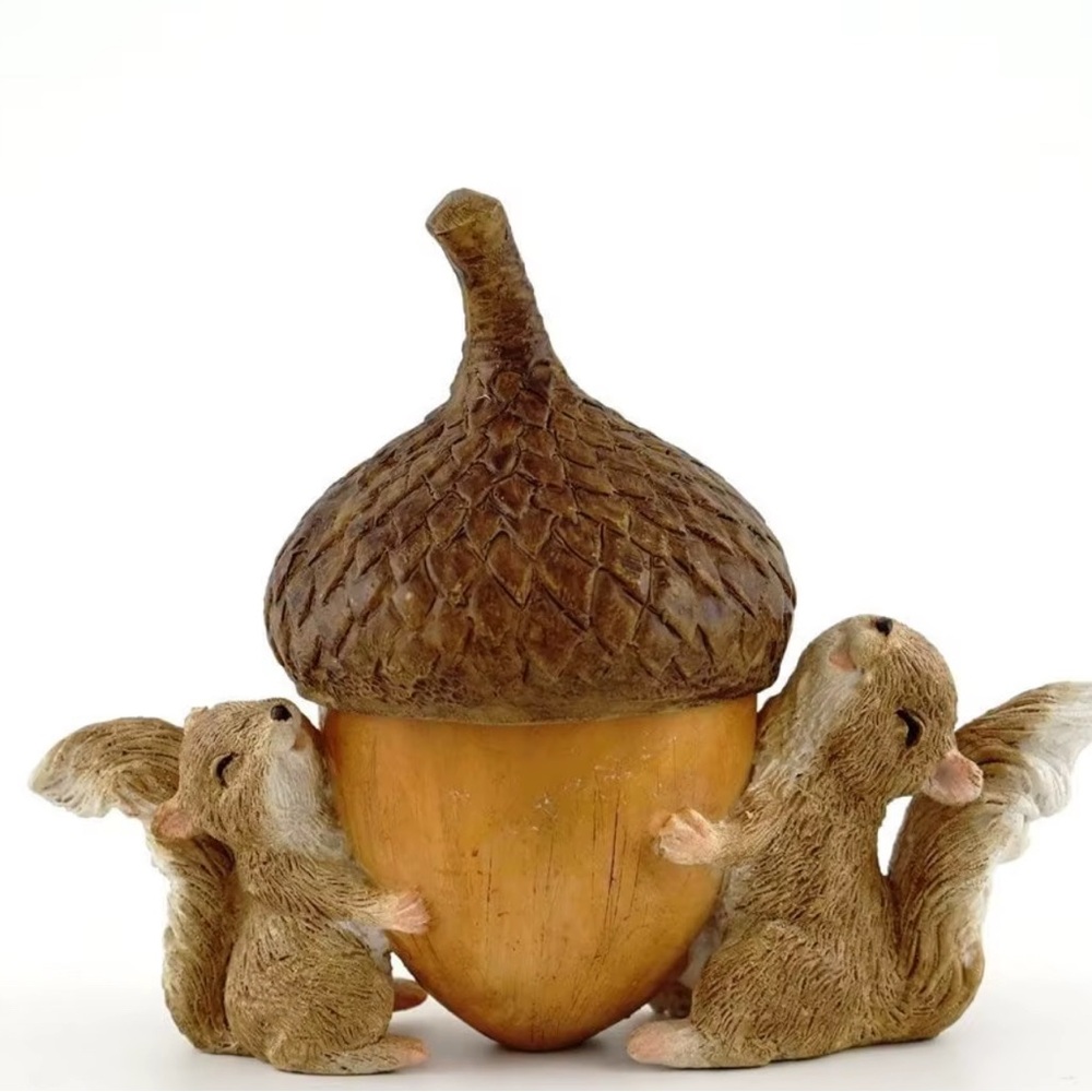 Charming Squirrel and Acorn Figurine - Brown